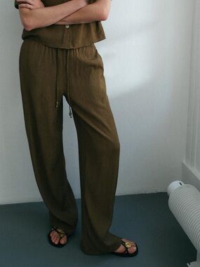 ZARA Flowy Straight Leg Drawstring Pants